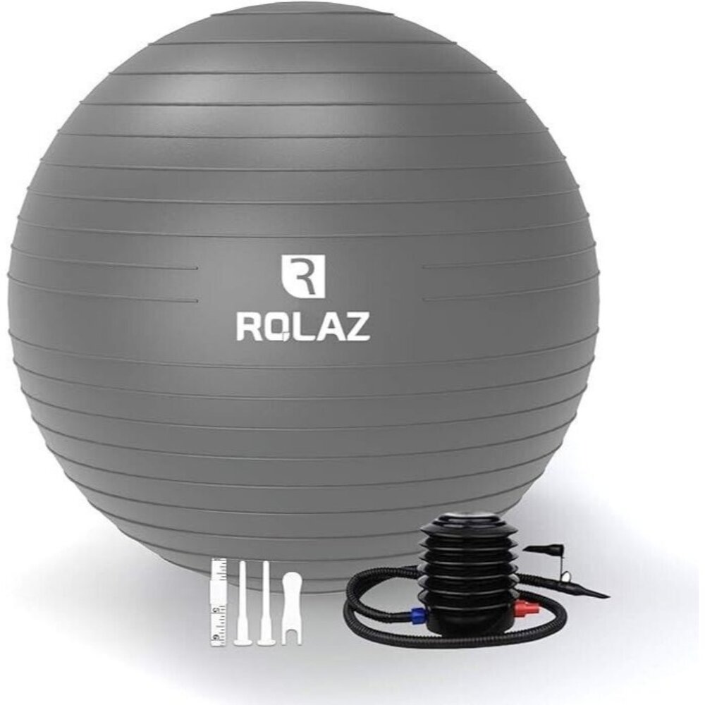 Rolaz Unbreakable Exercise Ball Yoga Stability Fitness Workout Medium Gray 55cm